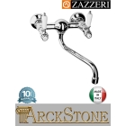 Miscelatore lavello marca Zazzeri modello 803 finitura ottone cromato parete vitone ceramico 90° collo girevole 2 due fori muro rubinetto rubinetteria fontana mix cucina acqua rivenditore autorizzato campania napoli garanzia 10 anni qualità made in italy