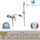 Miscelatore gruppo vasca esterno a parete completo di accessori doccia marca IB rubinetti modello SuperBox rubinetteria rubinetto ottone cromato fontana finitura cromo rivenditore autorizzato campania arredamento garanzia 10 anni azienda certificata