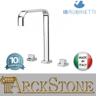 Miscelatore lavabo tre fori bocca alta completo di piletta di scarico Click-Clack marca IB rubinetti modello SuperBox rubinetteria rubinetto ottone cromato fontana finitura cromo rivenditore autorizzato campania arredamento garanzia 10 anni azienda