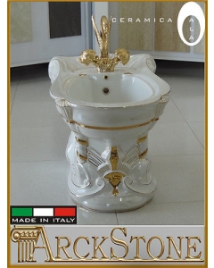 ARCKSTONE Modellazione Ceramica Ala Majesty bidet bagno decorato dorato bianco