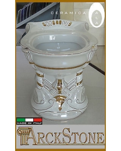 ARCKSTONE Modellazione Ceramica Ala Majesty vaso bagno decorato dorato bianco