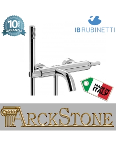 Gruppo vasca esterno a parete completo di accessori doccia marca IB rubinetti modello Batlò rubinetteria ottone cromato bagno