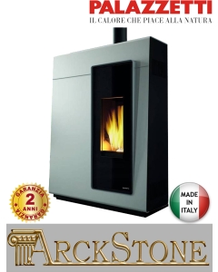 Stufa Pellet Aria Calda Ventilata Canalizzata Ermetica Slim Palazzetti Michelle 8 US Potenza 8 KW Bianco Ridotta Salvaspazio