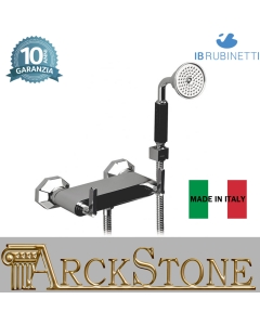 Miscelatore doccia a parete esterno completo di kit doccia marca IB rubinetti modello Belmondo Elle rubinetteria rubinetto ottone cromato bagno casa muro Rivenditore Autorizzato Campania Arredamento Arredo Finitura Cromo Fontana azienda certifica garanzia