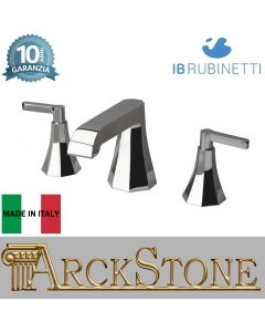 Miscelatore lavabo tre fori bocca bassa completo di piletta di scarico Click-Clack marca IB rubinetti modello Belmondo Elle rubinetteria rubinetto ottone cromato bagno casa  Rivenditore Autorizzato Campania Arredamento Arredo Finitura Cromo Fontana 