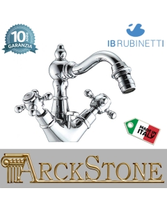 Miscelatore bidet monoforo con due leve completo di piletta di scarico Click-Clack marca IB rubinetti modello Hermes rubinetteria rubinetto ottone cromato bagno casa muro fontana rivenditore autorizzato campania arredamento arredo qualità made in italy