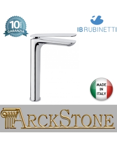 Miscelatore lavabo alto completo di piletta di scarico Click-Clack marca IB rubinetti modello KH-02 rubinetteria rubinetto ottone cromato bagno casa parete fontana finitura cromo rivenditore autorizzato campania arredamento garanzia 10 anni made in italy 