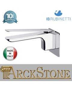 Miscelatore lavabo a parete completo di piletta di scarico Click-Clack marca IB rubinetti modello KH-02 rubinetteria rubinetto ottone cromato bagno casa parete fontana finitura cromo rivenditore autorizzato campania arredamento garanzia 10 anni azienda