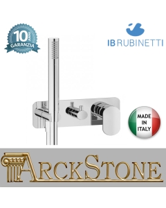 Miscelatore doccia incasso tre vie con kit doccia integrato nella placca marca IB rubinetti modello KH-02 rubinetteria rubinetto ottone cromato bagno casa parete fontana finitura cromo rivenditore autorizzato campania arredamento garanzia 10 anni azienda 