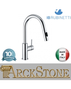 Miscelatore lavello monoforo doccetta estraibile leva laterale marca IB rubinetti modello Serie Loft finitura acciaio cromato rubinetteria cucina rivenditore autorizzato fontana campania garanzia 10 anni azienda certificata made in italy