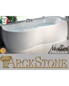 Novellini Venus Vasca da Bagno Versione Hydro Misura 170x70 / 85 H55 cm Idro Whirlpool 6 Getti Forma Esterna Curva Tonda Semicircolare Asimmetrica Interna Otto Montaggio Angolo Destra Pannello Display Rubinetteria Materiale Acrilico Colore Bianco Lucido I