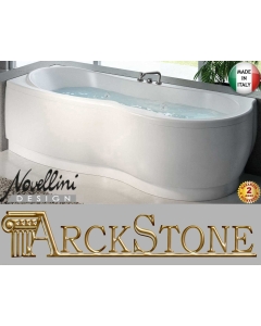 Novellini Venus Vasca da Bagno Versione Hydro Misura 170x70 / 85 H55 cm Idro Whirlpool 6 Getti Forma Esterna Curva Tonda Semicircolare Asimmetrica Interna Otto Montaggio Angolo Sinistra Pannello Display Rubinetteria Materiale Acrilico Colore Bianco Lucido