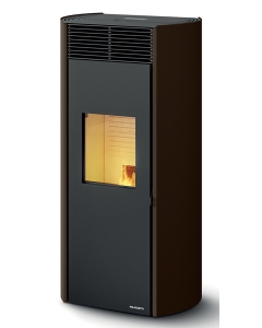 Palazzetti Clelia TC 13 Pro 3 Stufa Pellet Ermetica Aria Ventilata Frontale Regolabile Canalizzata 3 Ventilatori Indipendenti 13 Kw Acciaio Moka Uscita Posteriore Vetro Ceramico Sistema Auto Pulizia Pannello Digitale Controllo Sfioro Braciere Cassetto
