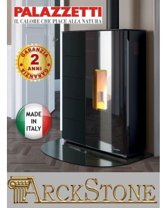 Palazzetti Twiggy 10 US Stufa Pellet Slim Ermetica Aria Ventilata Canalizzata Potenza 10 Kw Rivestimento Acciaio Colore Nero Uscita Fumi Superiore Coassiale Doppia Porta Vetro Ceramico Pannello Digitale Programma Fasce Orarie Braciere Ghisa Cassetto Cener