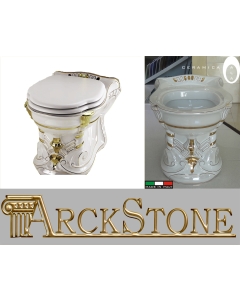 ARCKSTONE Vaso e Bidet Dorato Oro Bianco Bagno Modellazione Ceramica Ala Majesty