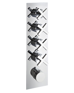 Rubinetterie Treemme Line Miscelatore Doccia 4 Uscite Termostatico Incasso A Muro Parte Interna e Esterna Incluse Materiale Ottone Finitura Cromata 5 Fori Monocomando 1 Leva Stile Moderno Con Piastra