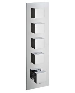 Rubinetterie Treemme X-CHANGE XQ Miscelatore Doccia 4 Uscite Termostatico Incasso A Muro Parte Interna e Esterna Incluse Materiale Ottone Finitura Cromata 5 Fori Monocomando 1 Leva Forma Quadra Stile Moderno Con Piastra